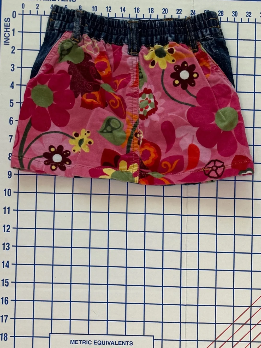 The Children's Place Denim Skirt with Pink Floral Panels